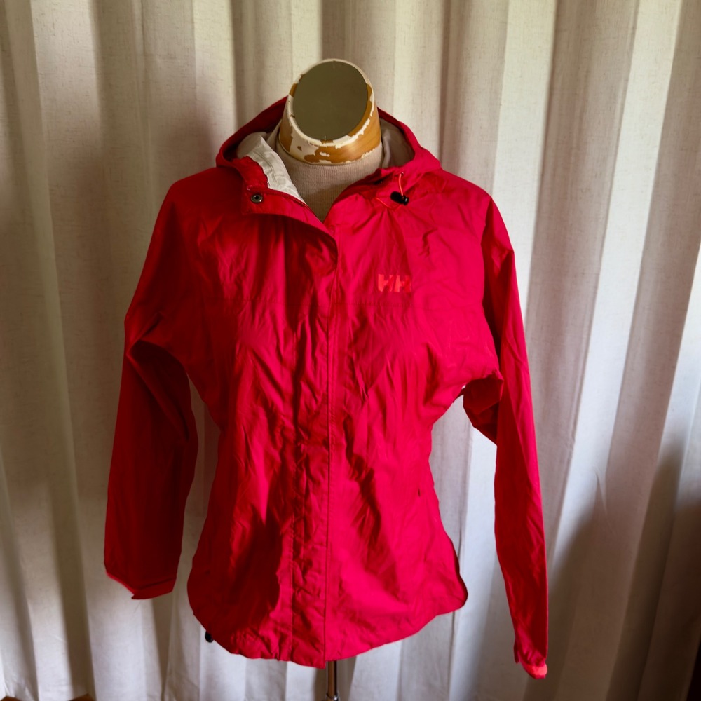 Helly Hansen Womens Seven J Rain Jacket Red Waterproof Hooded Shell Size S
